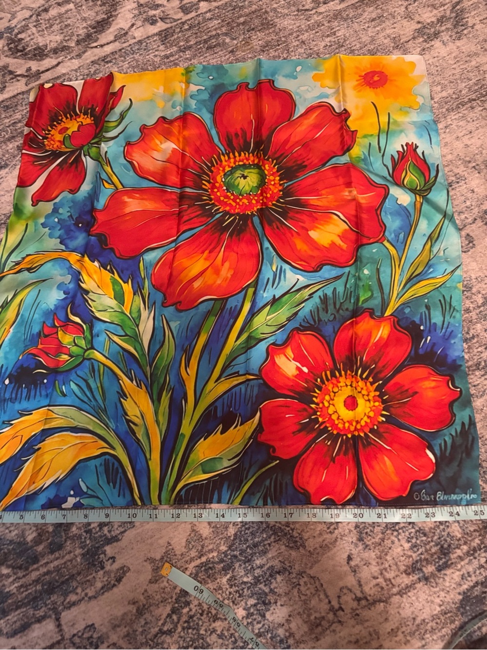 Van Gogh Poppies art silk scarf